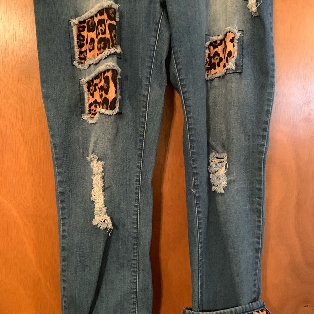 Size 22 L&B distressed leopard jeans